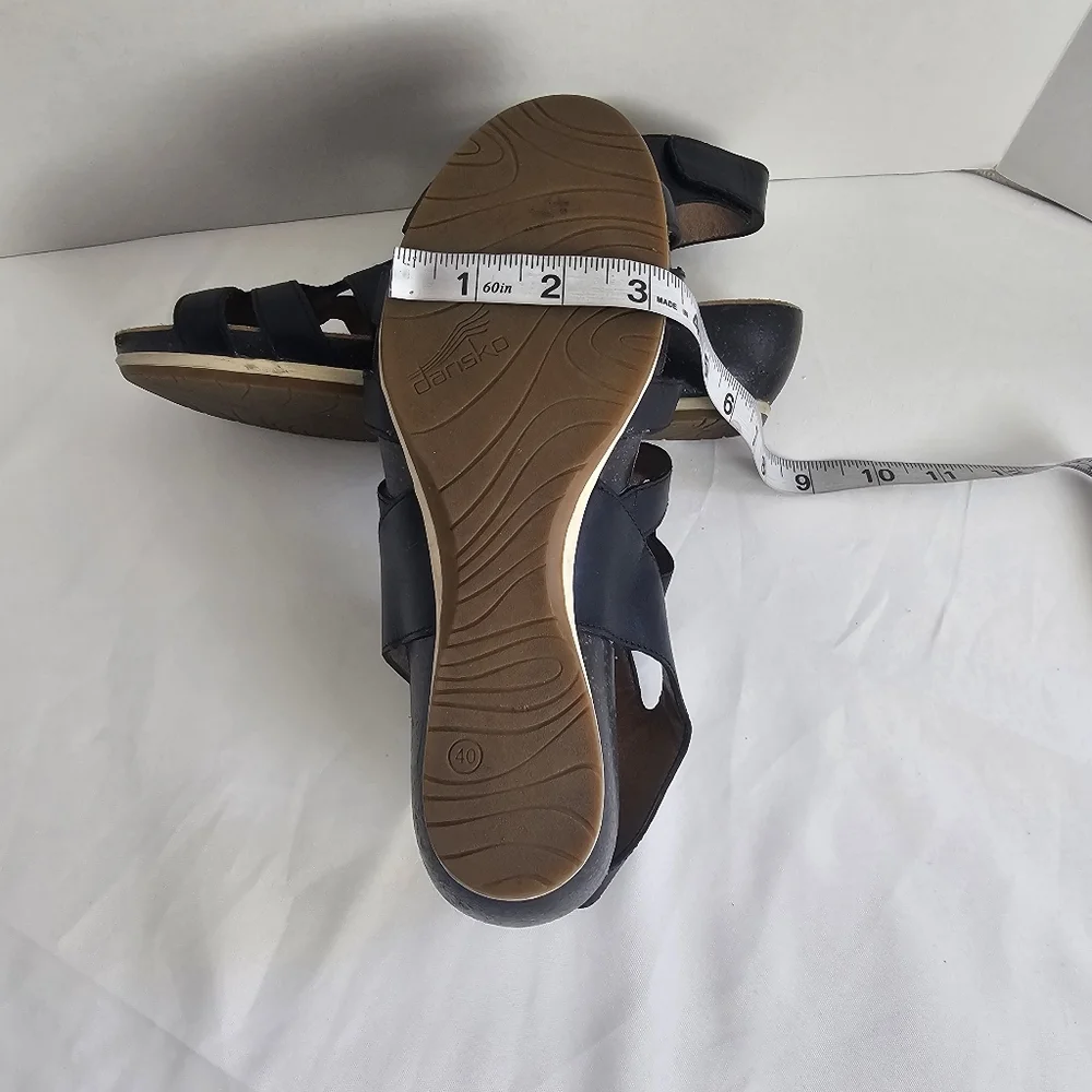 Dansko Valentina Caged Wedge Sandals Black Leather Women’s EU 40 US 9.5–10
